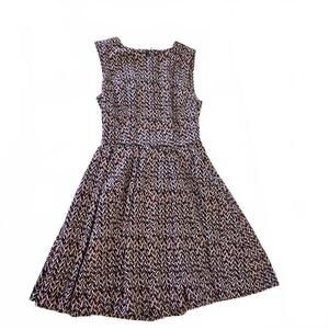 Eva Longoria Women's Sleeveless Printed Dress Size S Navy Blue Orange